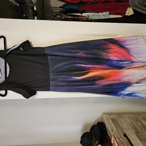 Cold shoulder flame maxi dress